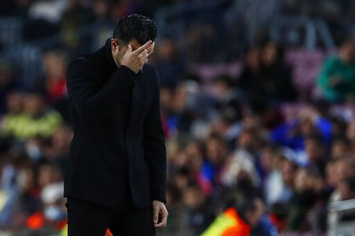 ep-304249918 Barcelona's head coach Xavi Hernandez during the Spanish La Liga soccer match between FC Barcelona and Rayo Vallecano at the Camp Nou stadium in Barcelona, Spain, Sunday, April 24, 2022.